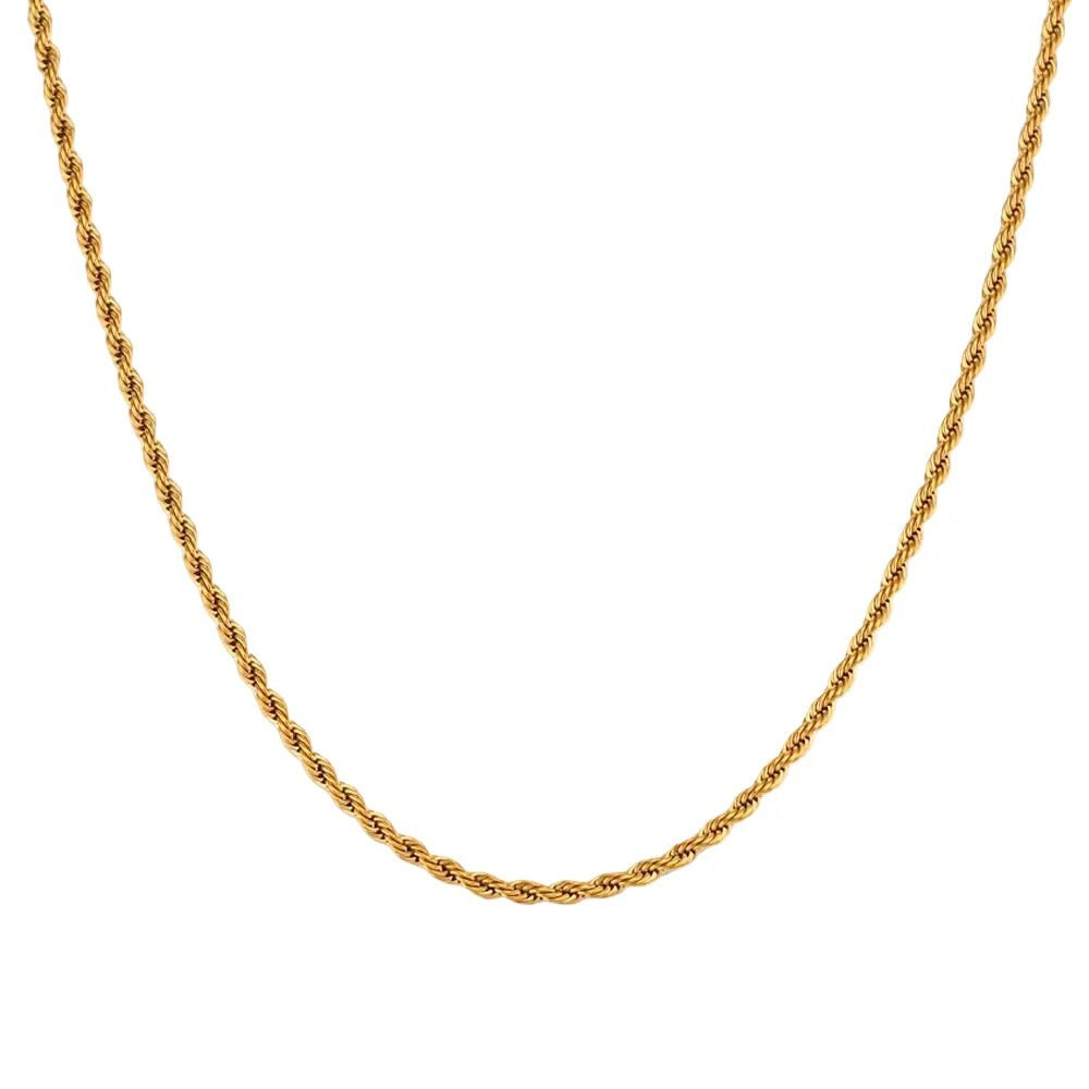 Stainless Steel 18k Sleek Rope Chain Necklace
