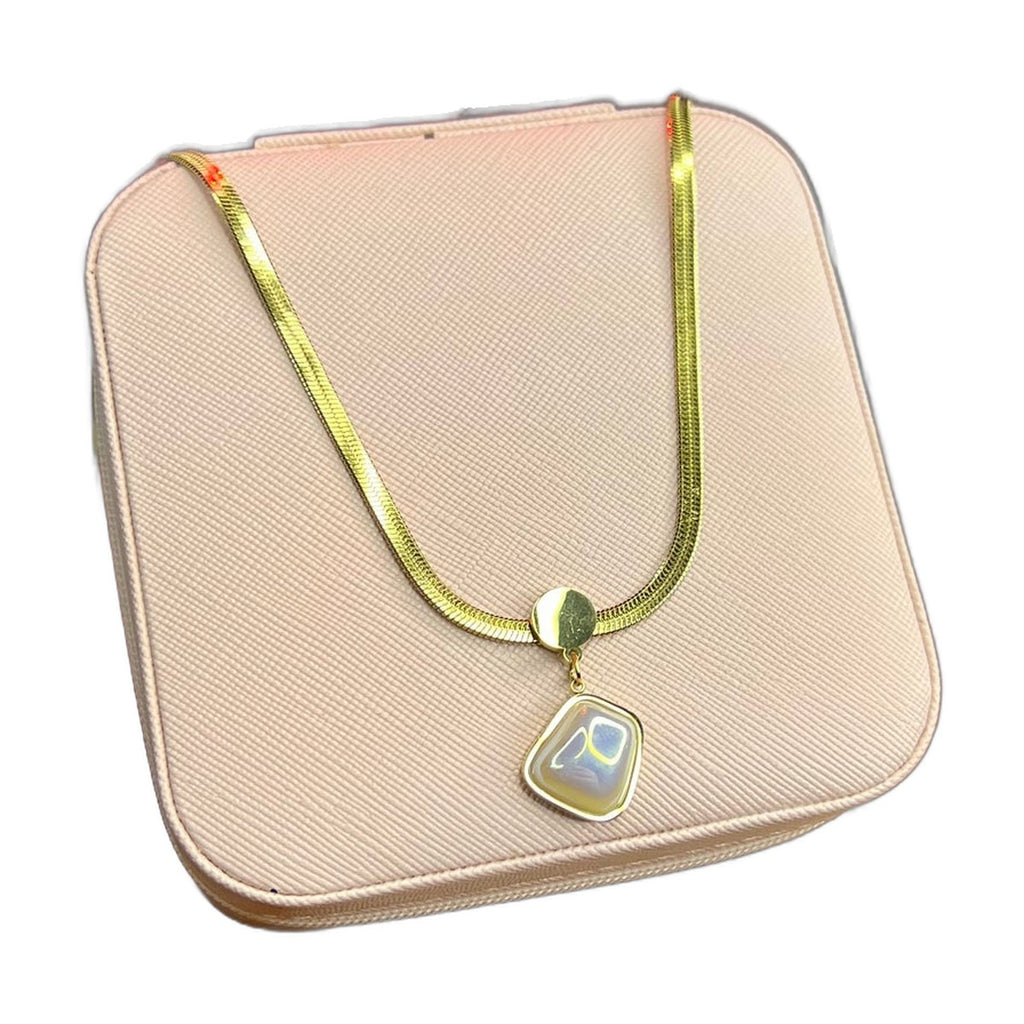 Stainless Steel 18k Snake Chain Pearl Necklace