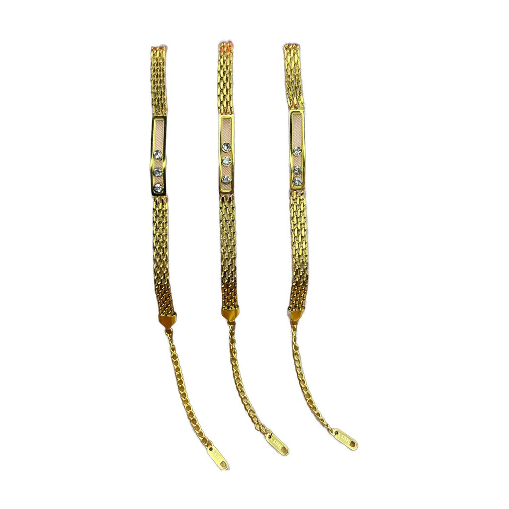 Stainless Steel 18k Stone Mesh Bracelet
