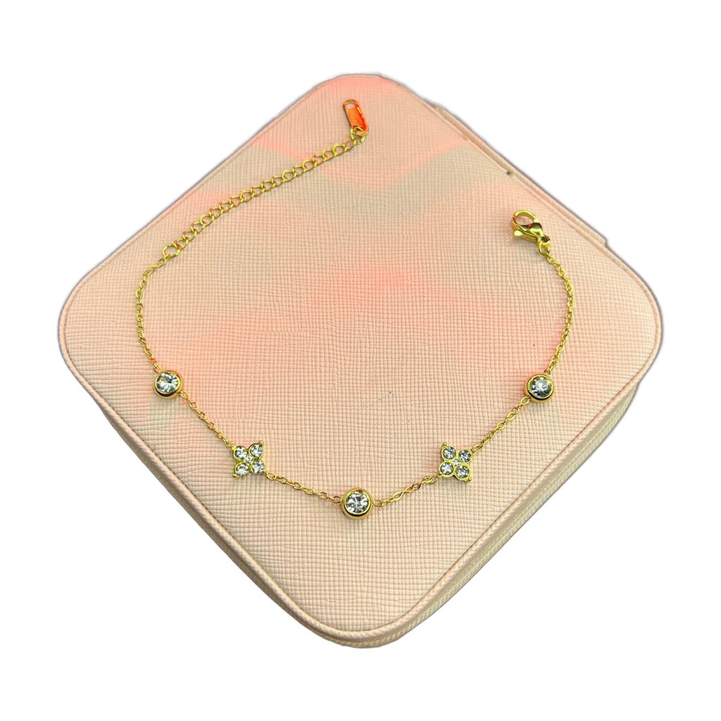 Stainless Steel 18k Stone Studded Clove Bracelet