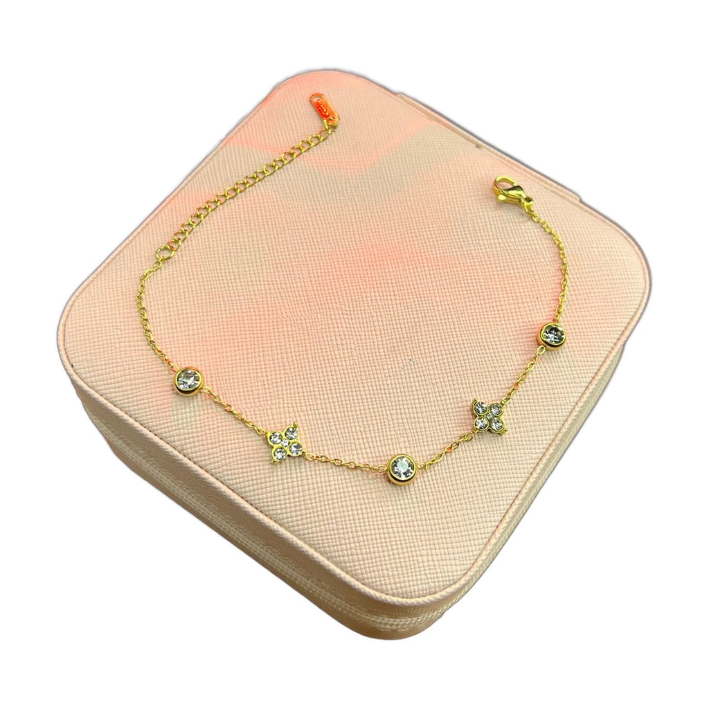 Stainless Steel 18k Stone Studded Clove Bracelet