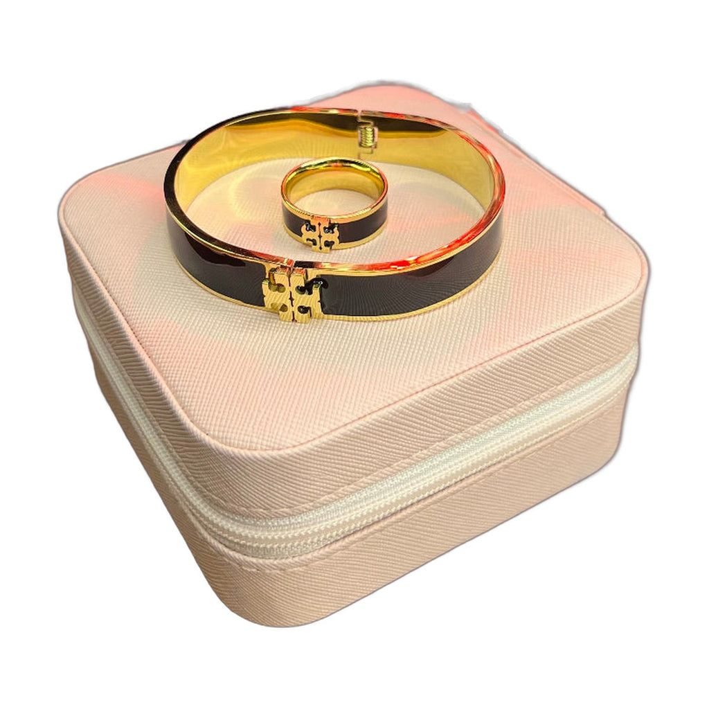 Stainless Steel 18k Black Handcuff + Ring Set