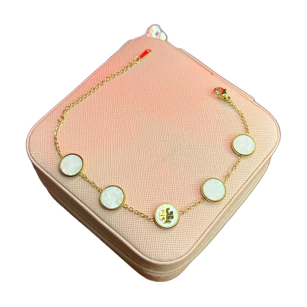 Stainless Steel 18k 5 Motifs Bracelet (White)