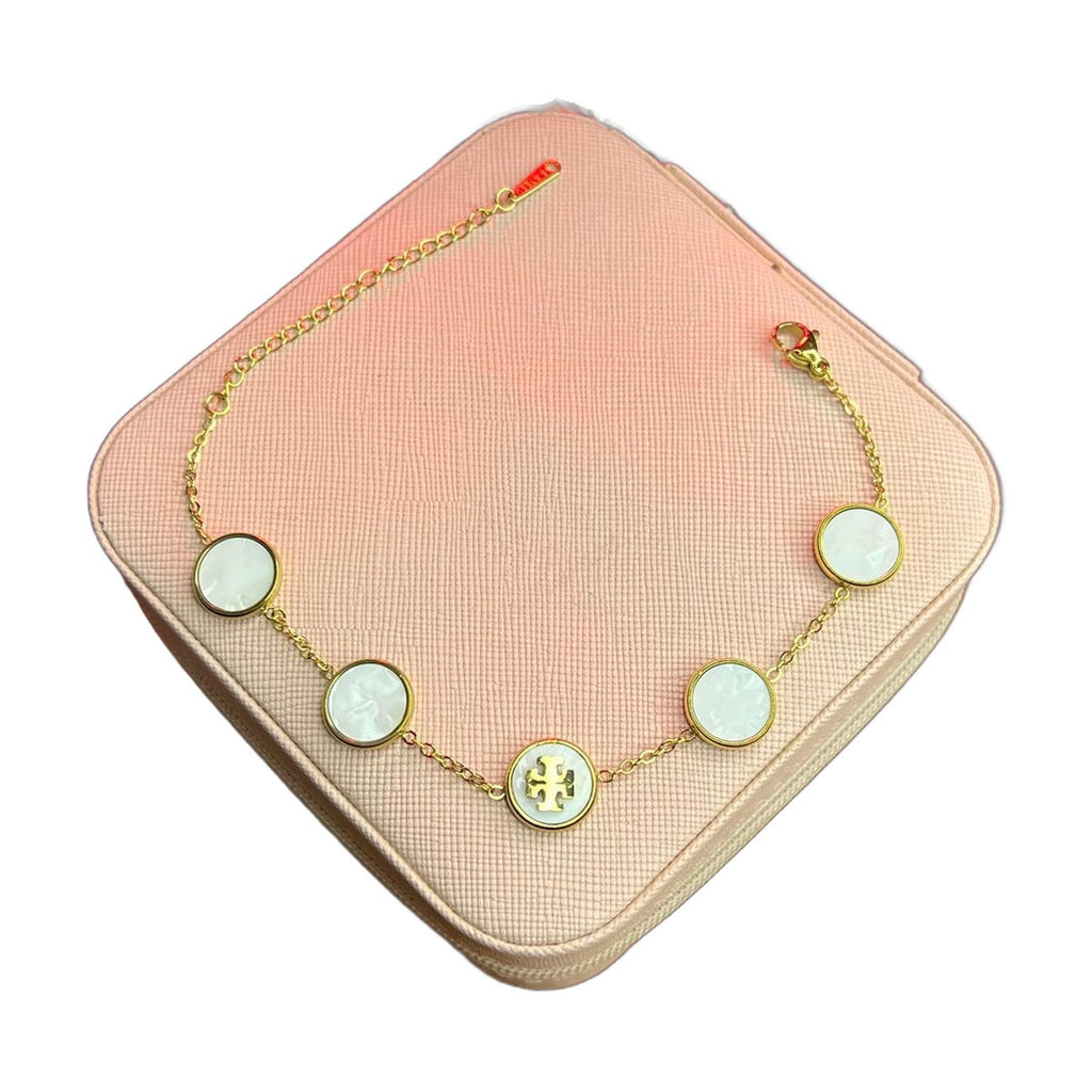 Stainless Steel 18k 5 Motifs Bracelet (White)