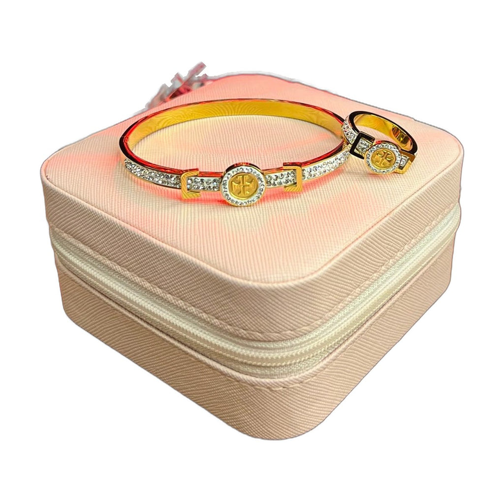 Stainless Steel 18k Royal Handcuff and Ring set