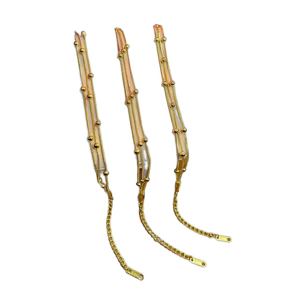 Stainless Steel 18k Triple Layer Ball Bracelet