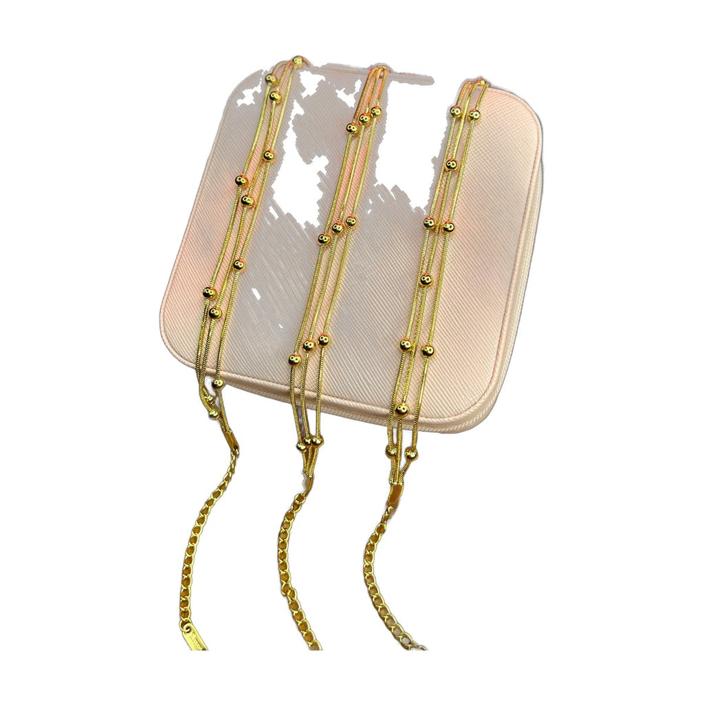 Stainless Steel 18k Triple Layer Ball Bracelet