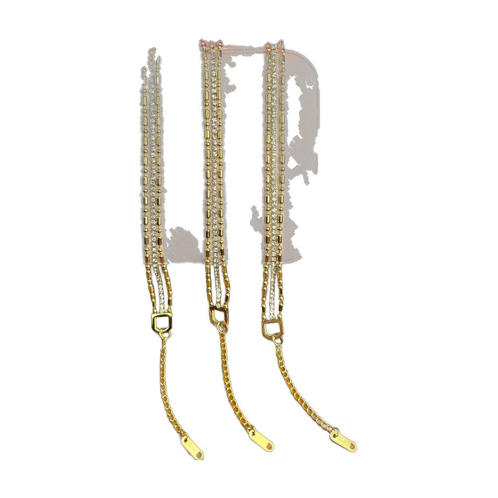 Stainless Steel 18k Triple Layer Geometric Gold Bracelet