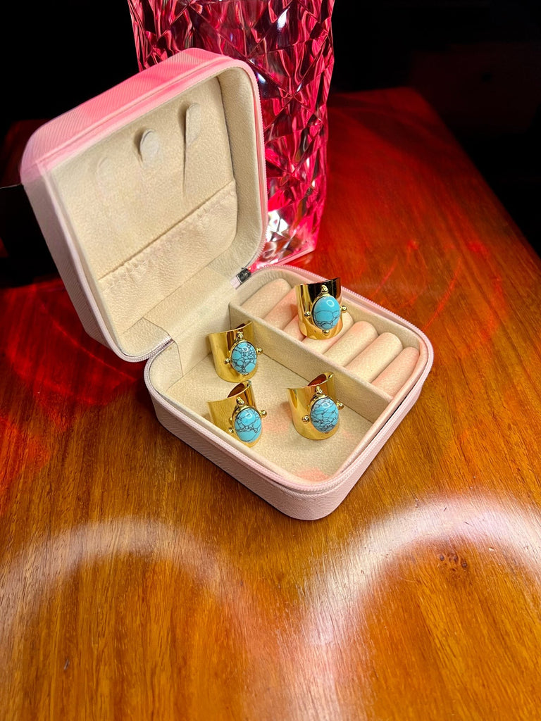 Stainless Steel 18k Turquoise Aura Gold Ring