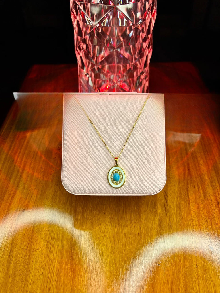 Stainless Steel 18k Turquoise Radiance Necklace