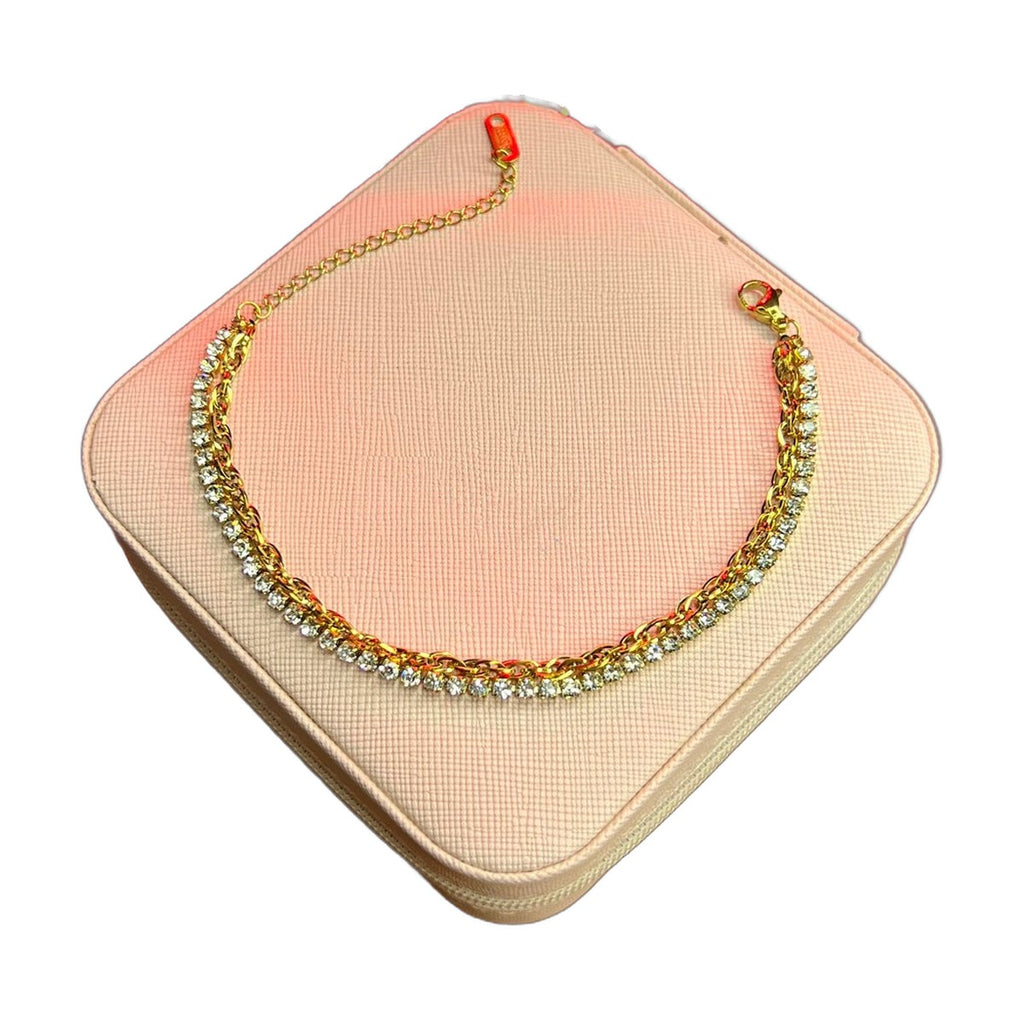 Stainless Steel 18k Twisted Crystal Chain Bracelet