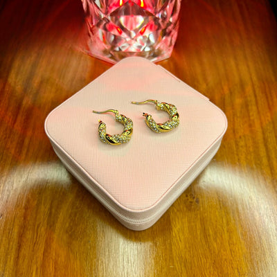 Stainless Steel 18k Twisted Zircon Luxury Earrings