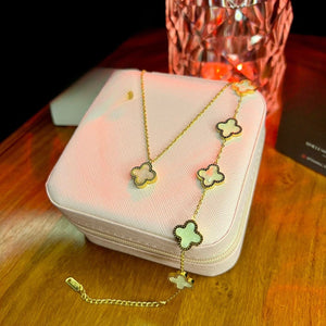 Stainless Steel 18k White Clover 3pc Set