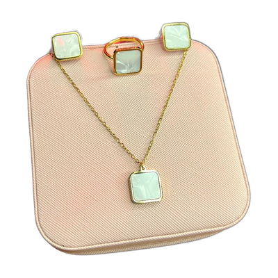 Stainless Steel 18k White Dial Square 3pc Set