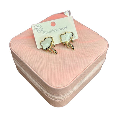 Stainless Steel 18k White Enamel Earrings