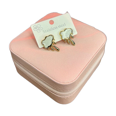 Stainless Steel 18k White Enamel Earrings