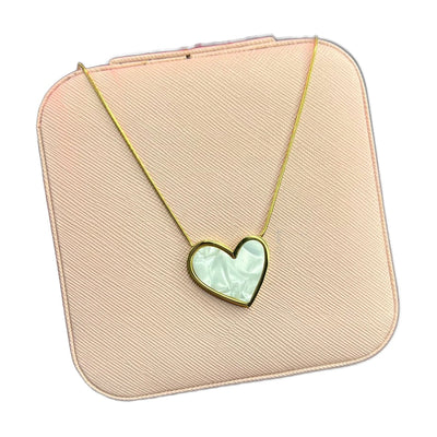 Stainless Steel 18k White Heart Necklace