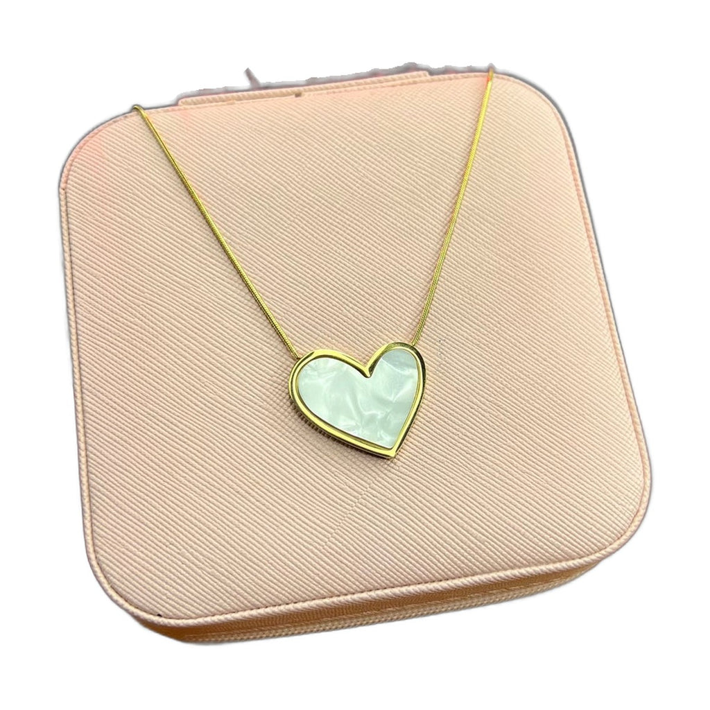 Stainless Steel 18k White Heart Necklace