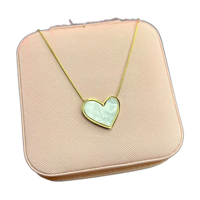 Stainless Steel 18k White Heart Necklace