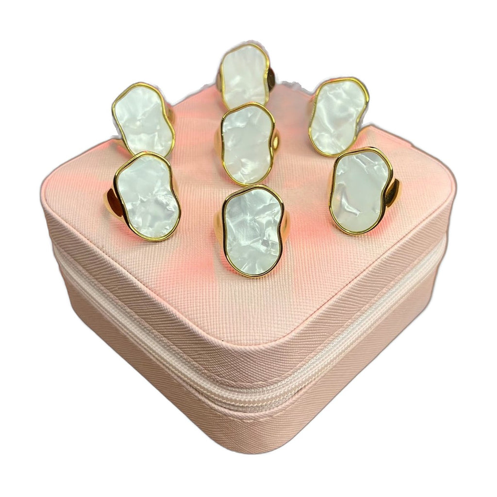 Stainless Steel 18k White Bloom Luxury Ring
