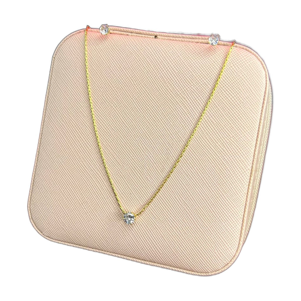 Stainless Steel 18k White Stone Necklace Earring Set