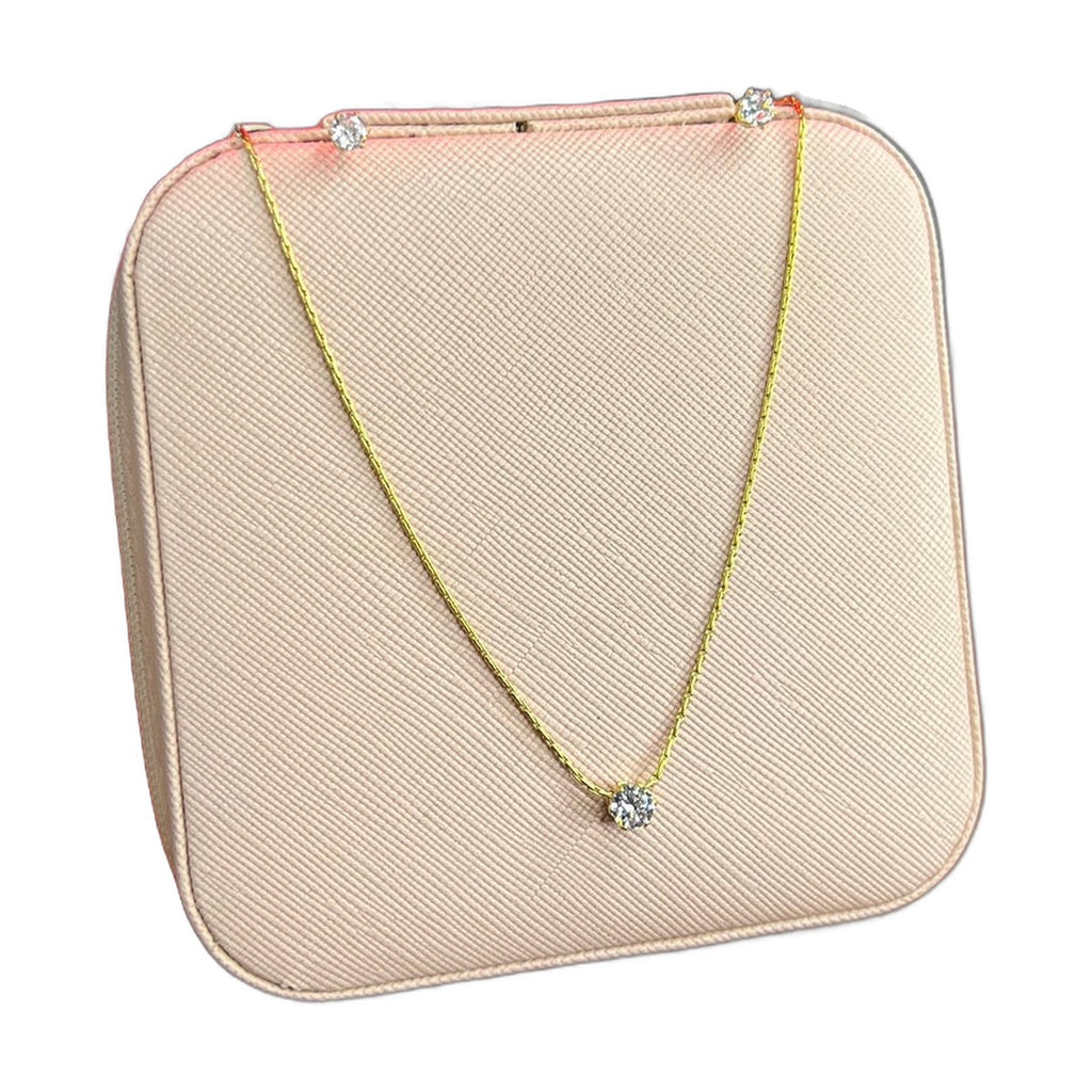 Stainless Steel 18k White Stone Necklace Earring Set