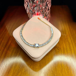 Stainless Steel 18k White Stone Tennis Bracelet