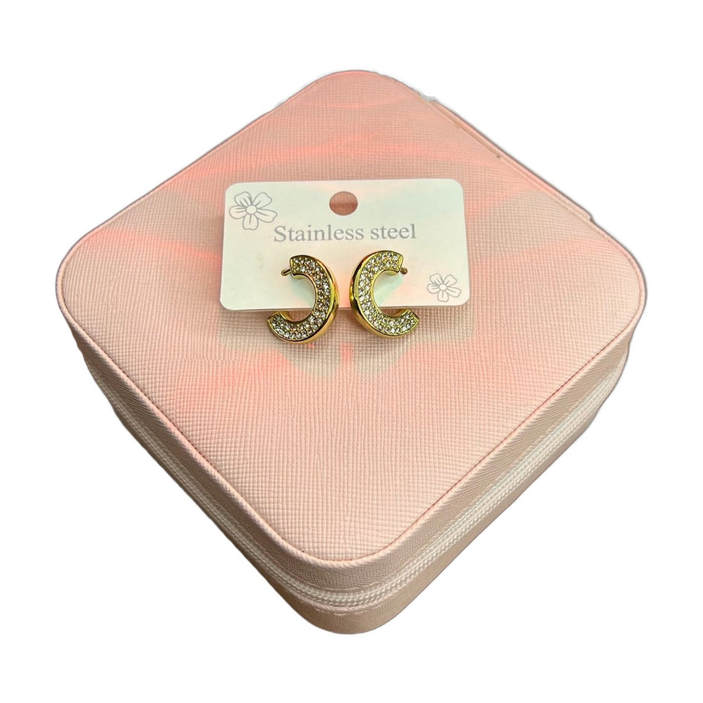 Stainless Steel 18k Zircon Gold Earrings
