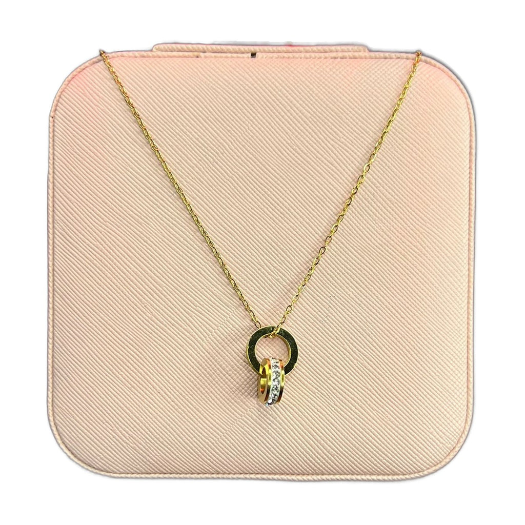 Stainless Steel 18k Zircon Ring Necklace