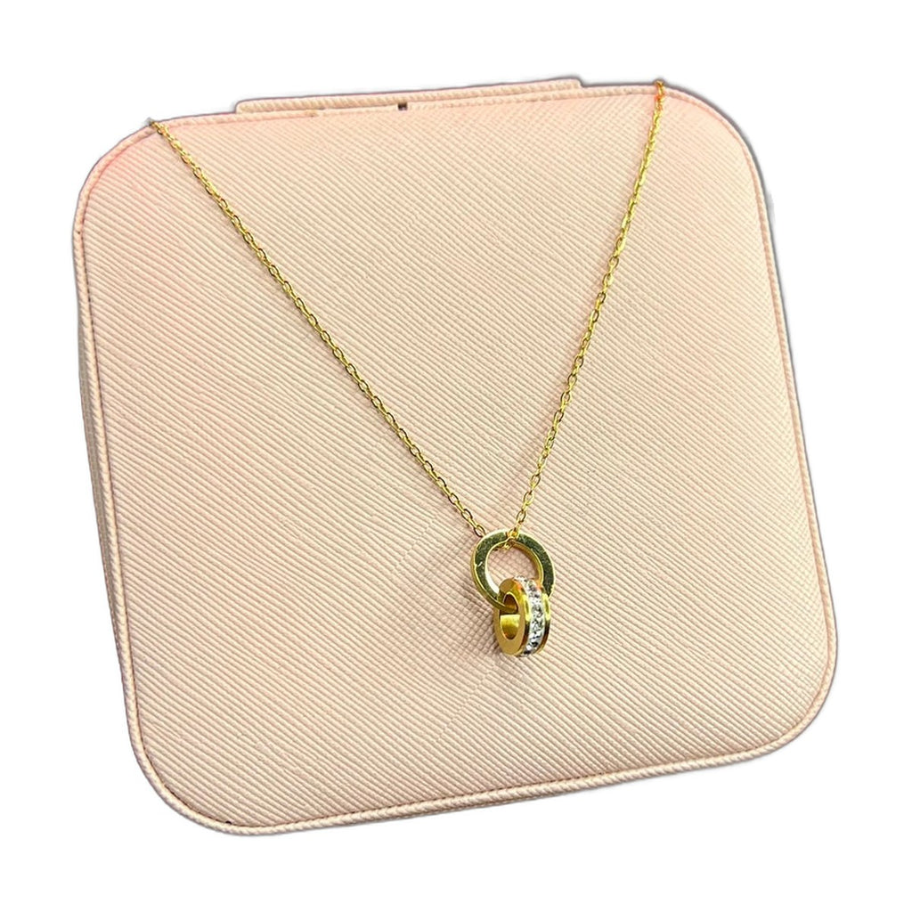 Stainless Steel 18k Zircon Ring Necklace