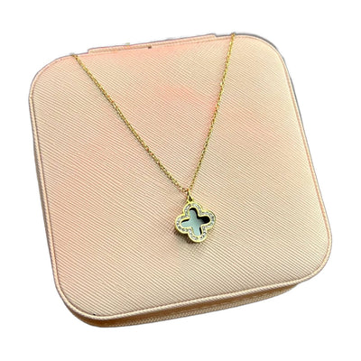 Stainless Steel 18k Black Clover Flip Duo Necklace